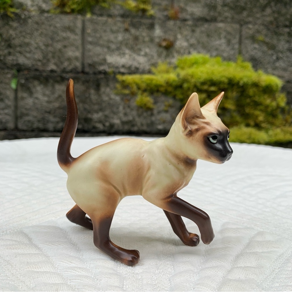 Vintage Josef Originals Porcelain Standing Tail Up Siamese KittyCat Figurine MCM
